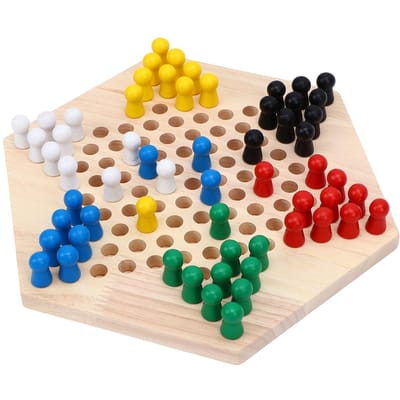 Chinees dammen Bordspel Set 6 Kleur Pinnen Educatief Houten Spelbord voor Volwassenen Kinderen Logica Training