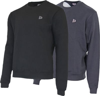 2-Pack Donnay - Fleece sweater ronde hals (Dean) - Sporttrui - Heren - Black/Navy (919) - maat S