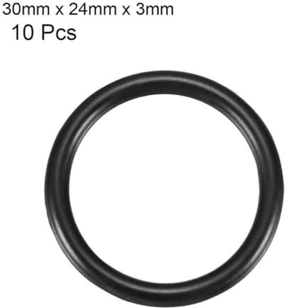 Verpakking van 10 Nitrile Rubber O-Ringen, 30mm Buitendiameter, 24mm Binnendiameter, 3mm Breed, Rubber Washers, Spacers, O-Ringen, Seal Kit, Metric Seal
