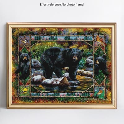Diamant schilderij beer strass mozaïek dier 5D DIY diamant borduurwerk 20X30CM black