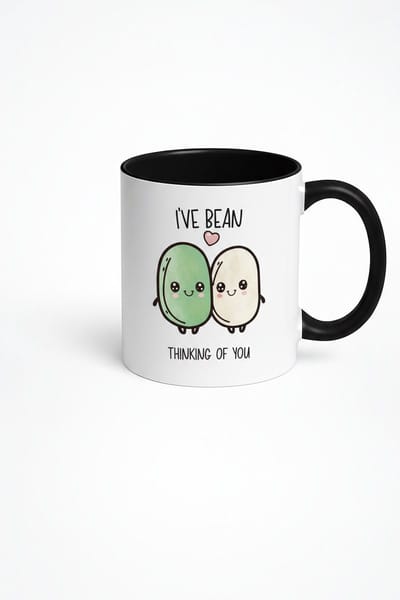 Mok 'I've Bean Thinking of You' - Schattige Bonen Mok met Lieve Boodschap