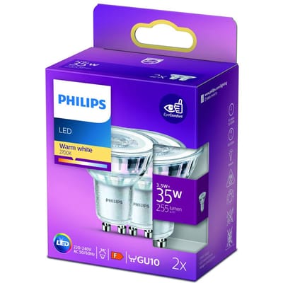 Philips LED 77429500 LED-lamp Energielabel F (A - G) GU10 Reflector 3.5 W = 35 W Warmwit (Ø x l) 5 cm x 5.4 cm 2 stuk(s)