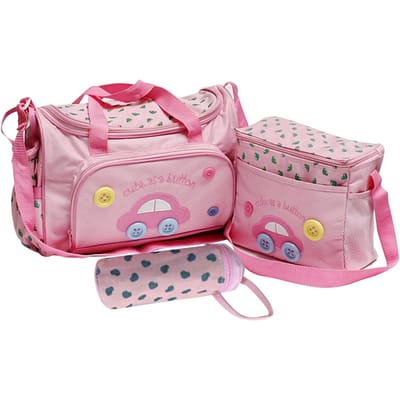 4 pièces Sac de Rangement Multifonction pour Maman Grande Capacité Poches Différentes Sac à Couches pour Poussette Bébé Rose rose