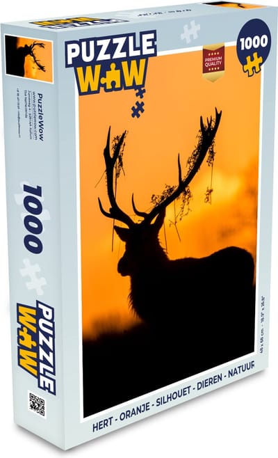 Puzzel Hert - Oranje - Silhouet - Dieren - Natuur - Legpuzzel - Puzzel 1000 stukjes volwassenen
