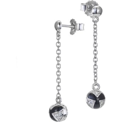 Orphelia 'Sedona' Dames 925 Sterling Zilveren Dangle Oorbellen - Zilver/Zwart ZO-7332