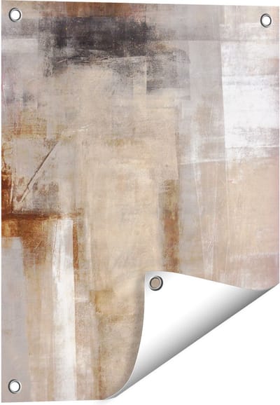 Gards Tuinposter Abstracte Kunst Bruin met Beige - 40x50 cm - Tuindoek - Tuindecoratie - Wanddecoratie buiten - Tuinschilderij