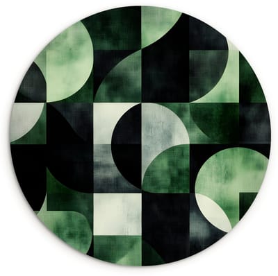 WallCircle® Wandcirkel 120x120 cm - Muurcirkel Abstract - Groen - Vormen - Muurdecoratie woonkamer - Wanddecoratie slaapkamer - Kamer decoratie accessoires - Ronde schilderijen XXL