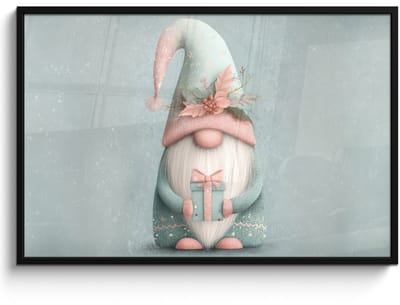Poster in lijst - Fotolijst 120x80 cm - Posters - Kerstgnome - Cadeau - Groen - Posterlijst zwart - Decoratie - Wanddecoratie woonkamer - Muurdecoratie slaapkamer - Kerstversiering - Kerstdecoratie voor binnen - Kerstmis