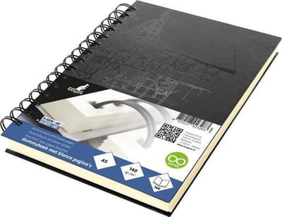 Kangaro dummyboek - A5 - zwart met design - met spiraal - 160 blanco pagina's - 140 grams papier - hard cover