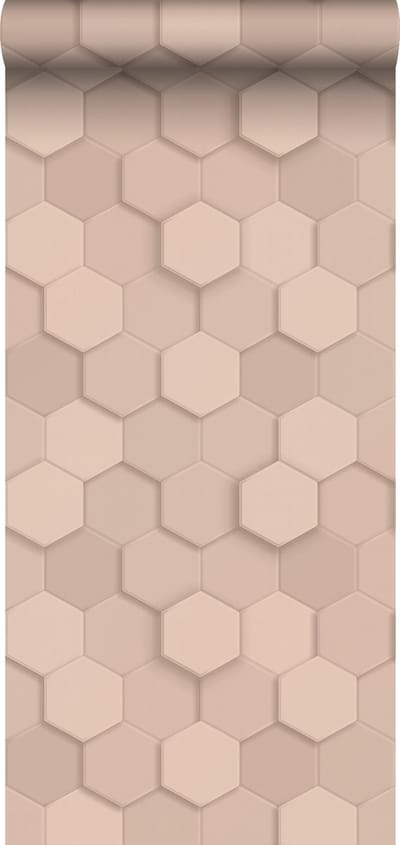 Origin Wallcoverings behang 3d hexagon motief licht roze - 347849 - 0,53 x 10,05 m