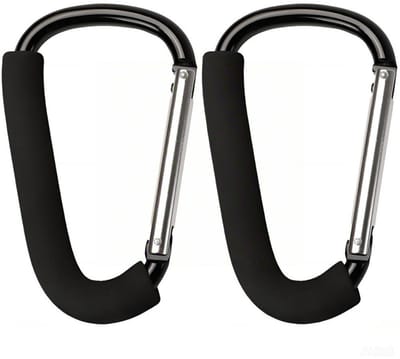 2 kinderwagenhaken - universele babyhaak - kinderwagen - karabijnhaak - groot - mamaclip - multifunctionele clip - aluminium boodschappenkarabijnhaak