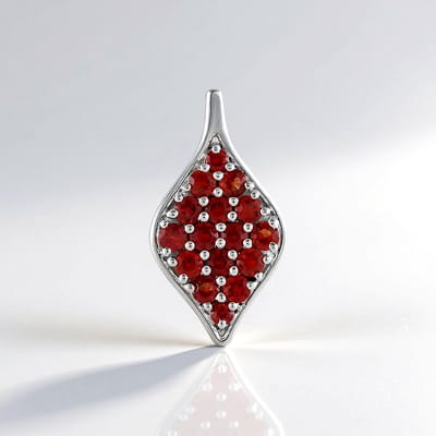 Cavill - Zilveren Hanger Rond - 925 Sterling Zilver Platina Geplateerd - 1,004 Ct Briljant Robijn Tanzania - Elegant Sieraad Dames