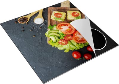 Chefcare Inductie Beschermer Groentes op een Snijplank - 78x78 cm - Afdekplaat Inductie - Kookplaat Beschermer - Inductie Mat