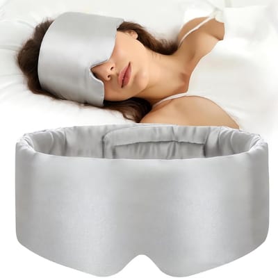 Zijden Slaapmasker - Oogmasker Slaap - Verduisterend - Oogmasker met Oorbedekking Verstelbaar Comfortabel voor Mannen en Vrouwen