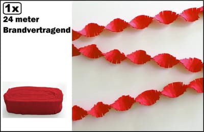 Crepe guirlande brandvertragend rood 24meter -BRANDVERTRAGEND - verjaardag vlaglijn festival thema feest