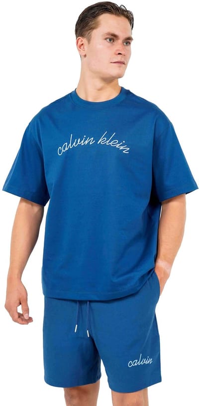 Calvin Klein T-shirt Ss Cntr Chn Sttch 16 Lv04rc225g C3i Blue Jean Mannen Maat - XL