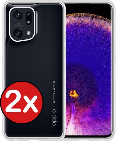 Hoesje - 2 Stuks - Geschikt voor OPPO Find X5 - Sterk & Shockproof - Telefoonhoes - Back Cover - Case Siliconen - Telefoon Hoes - Transparant