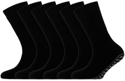 Kindersokken | Huissokken met antislip zool | Merk: Yellow Moon | Kleur: Zwart | Maat: 19 t/m 42 | 6 Paar