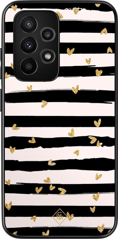 Casimoda® hoesje - Geschikt voor Samsung Galaxy A53 - Hart Streepjes - Zwart TPU Backcover - Gestreept - Groen