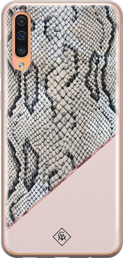 Casimoda® hoesje - Geschikt voor Samsung A50/A30s - Snake Print - Backcover - Siliconen/TPU - Roze
