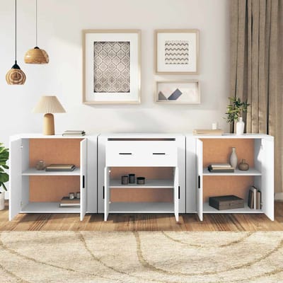 vidaXL - Dressoirs - 3 - st - bewerkt - hout - wit
