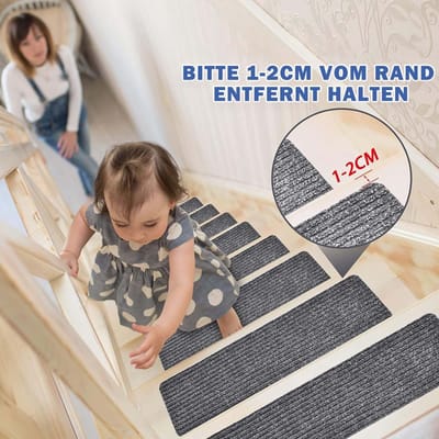 Candala 15 stuks trapmatten, traptapijt, zelfklevend, antislip, voor binnen, traptapijt, traptreden voor kinderen, ouderen en huisdieren, 60 x 20 cm (beige)