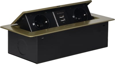Orno Pop-up Stekkerdoos - Pop up stekkerblok met 2 stopcontacten 2 x USB A - Inbouw Verdeelstekker zonder kabel - Messing