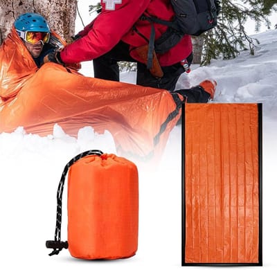 Nood Slaapzak - Warmte Zak - Outdoor Overleven - Waterdicht En Winddicht - 212 x 91 cm - Oranje