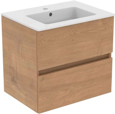 Ideal Standard Eurovit - Kast met wastafel, 55x60x44 cm, 2 laden, eiken natuur R0572Y8