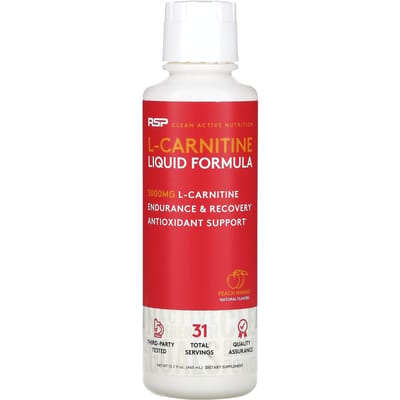 RSP Nutrition, l-Carnitine, Complément pour la gestion du poids, Saveur pêche mangue, 3 000 mg, 16 fl oz (473ml)