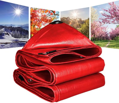 Floordirekt Afdekzeil, zeildoek, met ingestanste ringen, zeildoek, van PE, 4 x 4 m, regenzeil, weerbestendig, 0,32 mm, bootzeil, tentzeil voor camping en zwembad, 160 g/m²