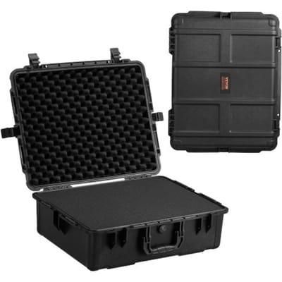 VEVOR Weerbestendige Hardcase Droogboxen met Voorgesneden Schuim en Uittrekbare Handgrepen voor Reizen, IP67 Waterdichte Case voor Camera's Zwart (62 x 49 x 22,5 cm)