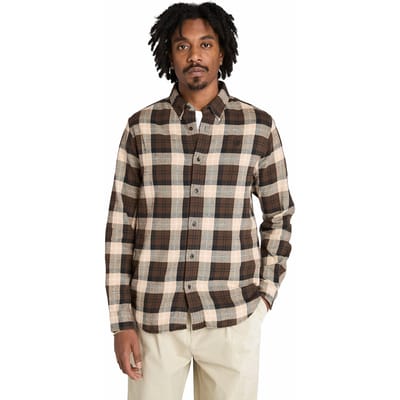 Timberland Midweight Flannel Check Shirt Chocolate Brown Taglia: L | Camicie Casual Outlet | Uomo | Marrone
