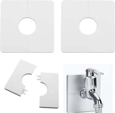 Set van 2 Zelfklevende PVC Buiskappen voor 28mm Diameter, Vierkante Wandafdekkingen voor Douche en Decoratie