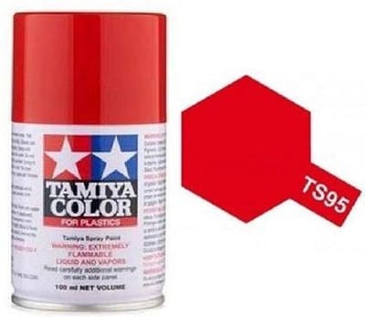 Tamiya Hobbyverf Acrylverf - TS-95 Pure Red - Metallic - Gloss - Acryl Spray - Verf spuitbus - 100 ml