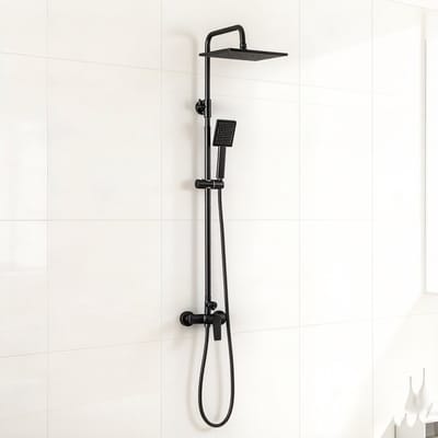 Sofetiy Max Douchesysteem - Compleet Doucheset - 10 inch Douchekop - Regendouche & Handdouche - RVS - Verstelbare Hoogte 93-130 cm - Regendoucheset - Waterbesparend - Zwart
