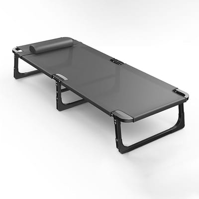 Opvouwbaar Kinderbed - Draagbaar Bed - Kamperen en Ontspannen - Met Afneembaar Kussen - 185x65 cm - Zwart