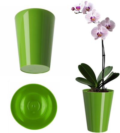 KADAX Bloempot, slanke orchideeënpot, eenvoudige plantenbak, bloempot voor orchidee, honingraat, madeliefjes, bloempot voor keuken en woonkamer (diameter 13 cm, rond, groen)
