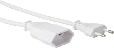 Perel Verlengkabel, H03VVH2-F 2G0.75, 1.8 m, 2.5 A/230 V, 625 W, type C Eurostekker, voor binnen, pvc, wit