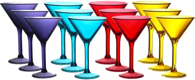 Home Deco Factory Cocktailglazen - 12x - kunststof - 24 cl - martini glas
