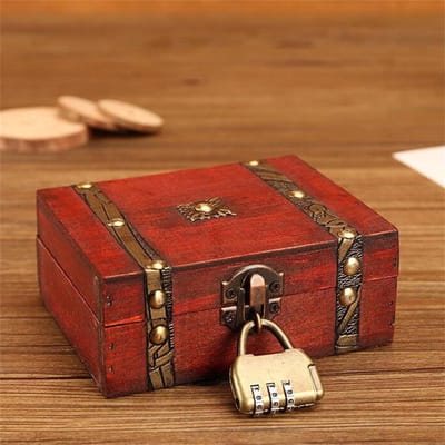 Houten Decoratie Kist - Schatkist Opbergdoos - Sieraden Opbergen - Europees Design - 13 cm - Bruin