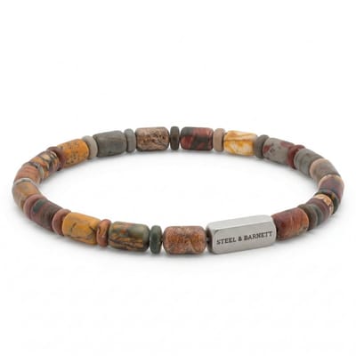 STEEL & BARNETT - Kralenarmband Heren - Colourful Cal - Cherry Creek Jaspis - Maat S