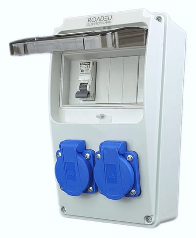 Stroomverdeler 230V met 2 x Schuko stopcontact en schakelaar - Stekkerverdeler voor binnen en buiten - IP54