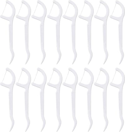Igoods Floss Sticks - Tandenstokers - Wegwerp Flossers - Flossen - Flossers - Tandreiniging - Tandvleesreiniging - Flossdraad - Wit - 16 stuks