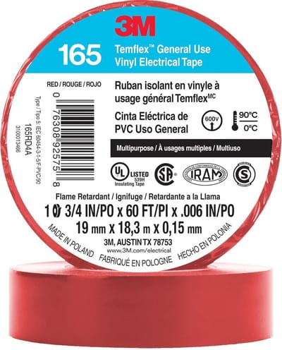 3M Temflex - Vinyl isolatietape 165 - Rood