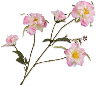 Silk-ka Kunstbloem-Zijden Bloem Roos Tak Roze-Crème 88 cm