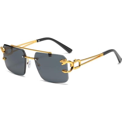 Mode Randloze Vierkante Dubbele Brug Zonnebril Vintage Dames Heren Zonnebril UV400 beige
