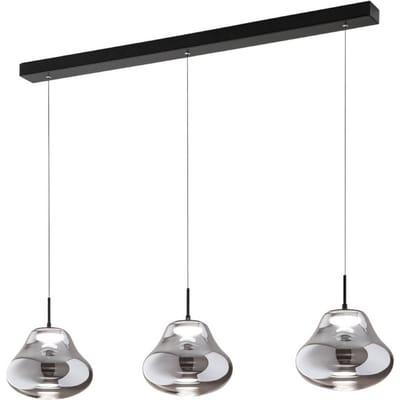 Fabas Luce LED hanglamp Deva, 3-lamps, 115 cm, grijs, CCT, dimbaar