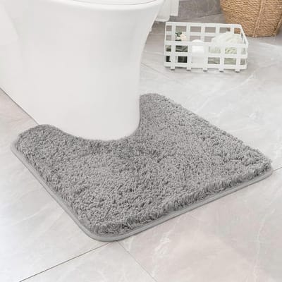 Zachte en Absorberende Microvezel Badmat, Antislip U-Vormige Toiletmat, 40x50cm Grijs voor Badkamer en WC