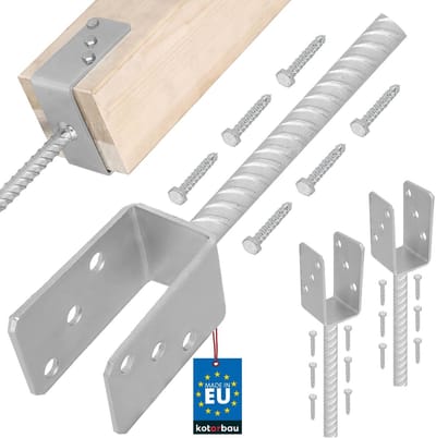 KOTARBAU® 2 st Paalhouder Beton, Verzinkt Staal, 51 mm, Zilver, Paaldrager in Beton Storten, Betonanker voor Houten Palen, Paalhouder Schutting Beton